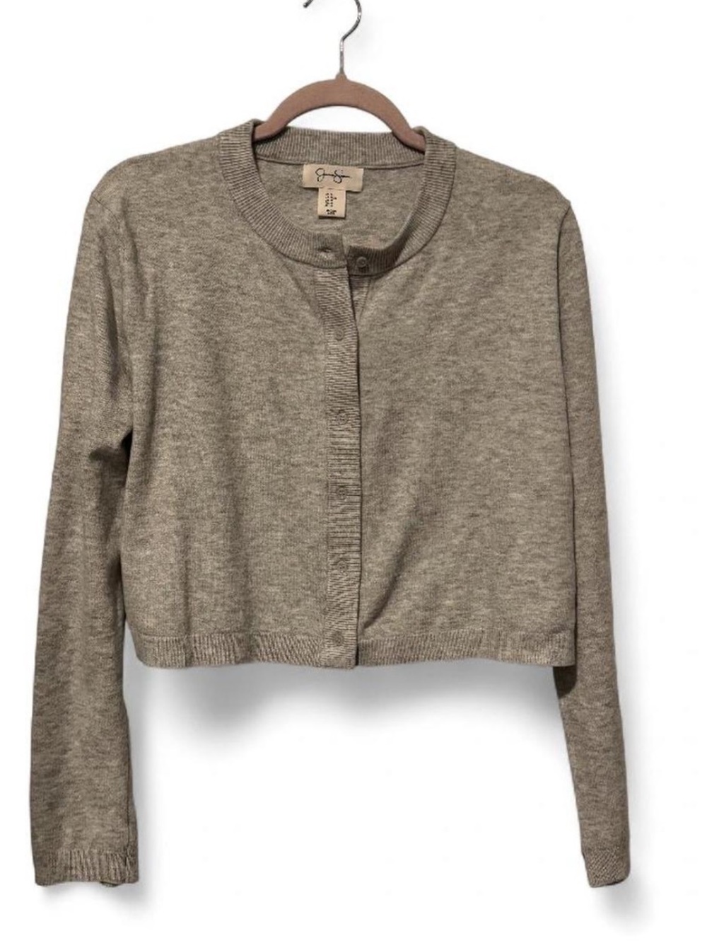 Jessica Simpson Gray Cropped Button Front Cardigan Sweater Size Medium